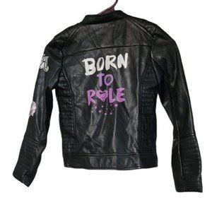 Disney Descendants Faux Leather Jacket With Off Center Zipper Girls Sz 7/8 Small